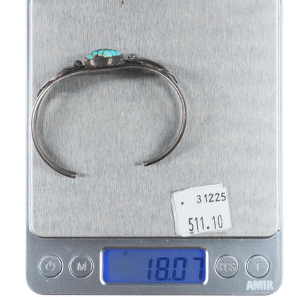 6.25" Vintage Navajo sterling silver red spiderweb turquoise cuff bracelet