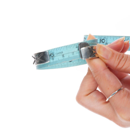 7" Nora Tahe Navajo deep stamped sterling silver sturdy stacker cuff bracelet