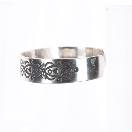 7" Dzilth Na O Dith Hle NM Navajo sterling silver hand stamped cuff bracelet