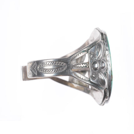 6.5" c1940 Navajo Ceremonial Kingman turquoise sterling silver big cuff bracelet