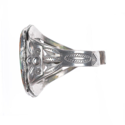 6.5" c1940 Navajo Ceremonial Kingman turquoise sterling silver big cuff bracelet