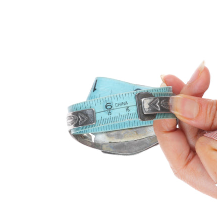 6.5" c1940 Navajo Ceremonial Kingman turquoise sterling silver big cuff bracelet