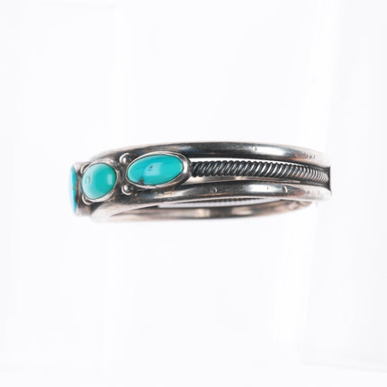 6" Nancy Custer Navajo sterling silver turquoise row cuff bracelet