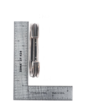 6" Nancy Custer Navajo sterling silver turquoise row cuff bracelet