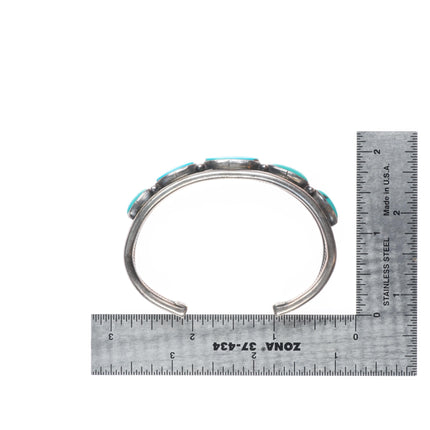 6" Nancy Custer Navajo sterling silver turquoise row cuff bracelet