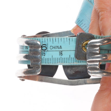 6.6" Vintage Navajo sterling silver Royston Turquoise shadowbox cuff bracelet