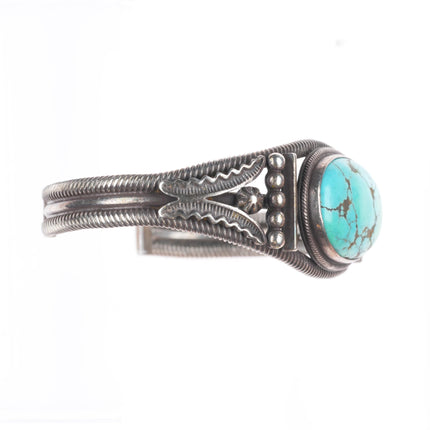 6.5" Howard Nelson Navajo sterling silver high grade turquoise cuff bracelet
