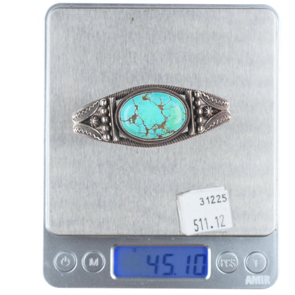 6.5" Howard Nelson Navajo sterling silver high grade turquoise cuff bracelet
