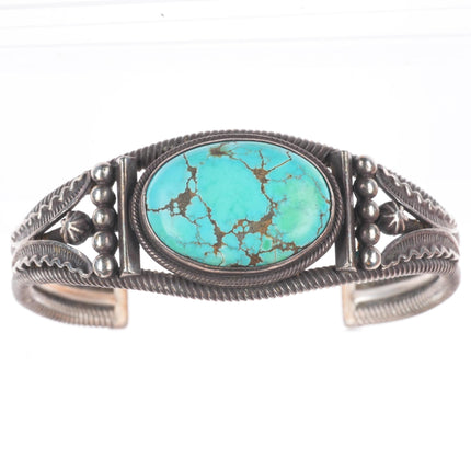 6.5" Howard Nelson Navajo sterling silver high grade turquoise cuff bracelet