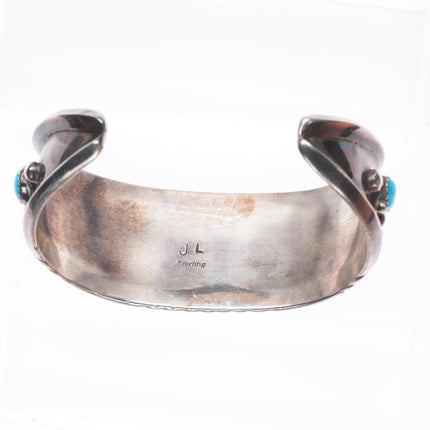 6.5" Jones Latome Navajo sterling silver turquoise cluster cuff bracelet