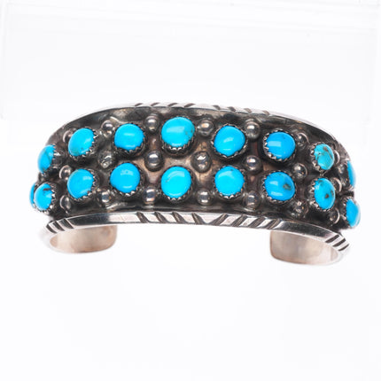 6.5" Jones Latome Navajo sterling silver turquoise cluster cuff bracelet