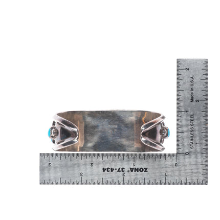 6.5" Jones Latome Navajo sterling silver turquoise cluster cuff bracelet