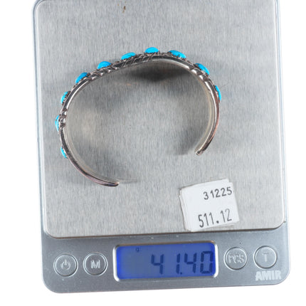 6.5" Jones Latome Navajo sterling silver turquoise cluster cuff bracelet