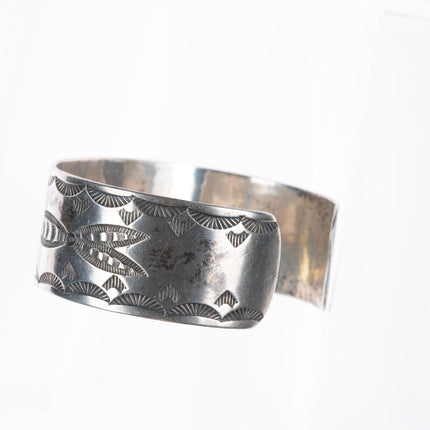 6.25" Vintage Navajo Ingot/sterling silver intricately stamped cuff bracelet