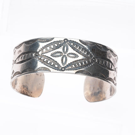 6.25" Vintage Navajo Ingot/sterling silver intricately stamped cuff bracelet