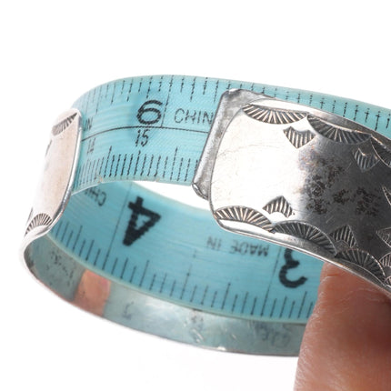 6.25" Vintage Navajo Ingot/sterling silver intricately stamped cuff bracelet