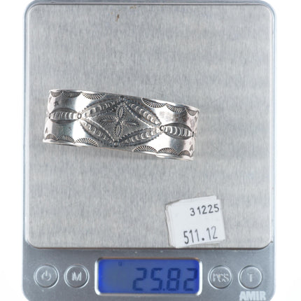 6.25" Vintage Navajo Ingot/sterling silver intricately stamped cuff bracelet