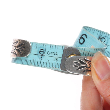 6.4" 40's-50's Fred Harvey sterling silver cuff bracelet w/ nice green turquoise