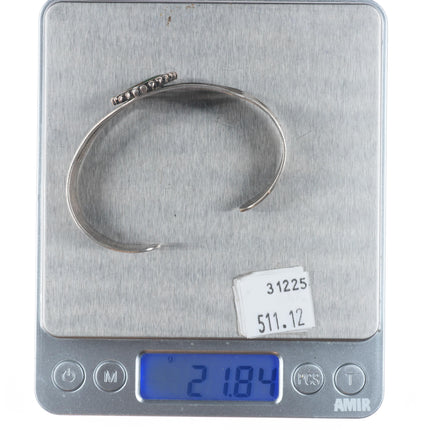 6.4" 40's-50's Fred Harvey sterling silver cuff bracelet w/ nice green turquoise