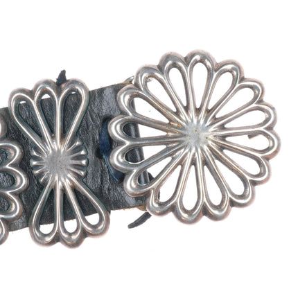 42" Heavy Vintage Navajo sandcast sterling silver butterfly concho belt