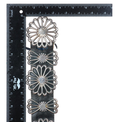 42" Heavy Vintage Navajo sandcast sterling silver butterfly concho belt