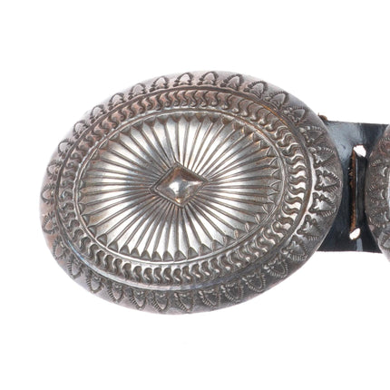 37" Heavy Vintage Navajo deep stamped sterling silver large concho belt
