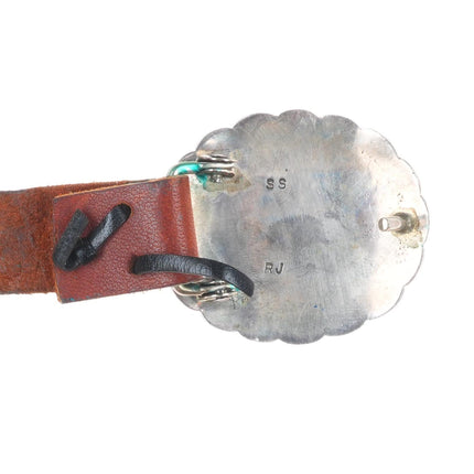 38" RJ Vintage Navajo nicely stamped sterling silver butterfly concho belt