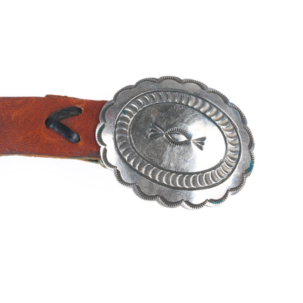 38" RJ Vintage Navajo nicely stamped sterling silver butterfly concho belt