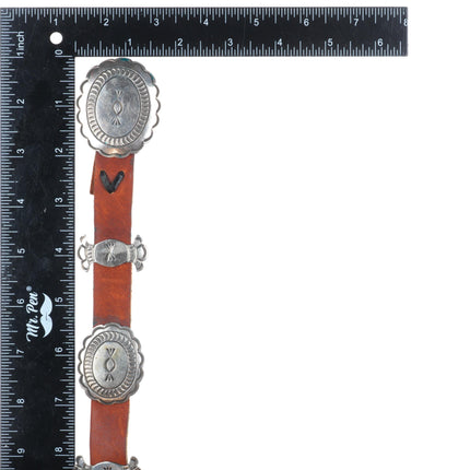 38" RJ Vintage Navajo nicely stamped sterling silver butterfly concho belt