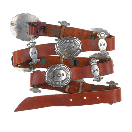 38" RJ Vintage Navajo nicely stamped sterling silver butterfly concho belt