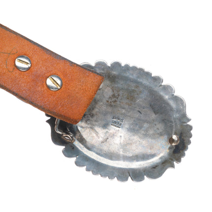 Thomas Singer Navajo sterling silver braided concho/ranger belt buckle set