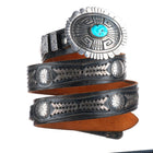 Thomas Singer Navajo sterling silver braided concho/ranger belt buckle set