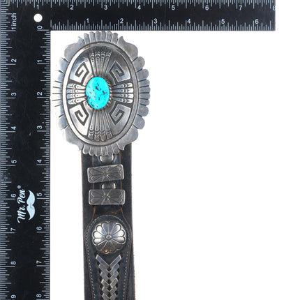 Thomas Singer Navajo sterling silver braided concho/ranger belt buckle set