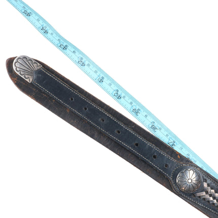 Thomas Singer Navajo sterling silver braided concho/ranger belt buckle set