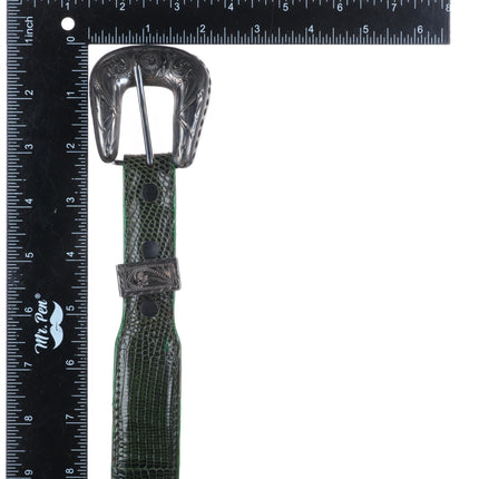 42" Vintage 1" sterling silver hand engraved ranger belt buckle set