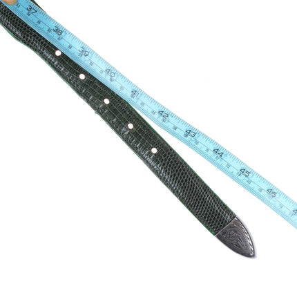 42" Vintage 1" sterling silver hand engraved ranger belt buckle set