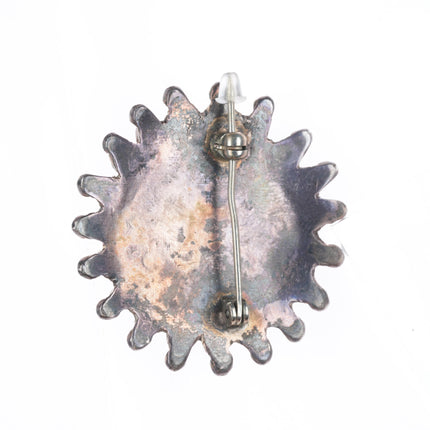 Vintage Zuni sterling silver snake eye turquoise pin/brooch