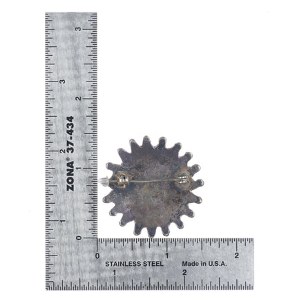 Vintage Zuni sterling silver snake eye turquoise pin/brooch