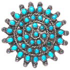 Vintage Zuni sterling silver snake eye turquoise pin/brooch