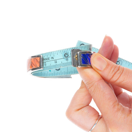 6" Bennie Bowekaty Zuni sterling silver coral/lapis channel inlay cuff bracelet