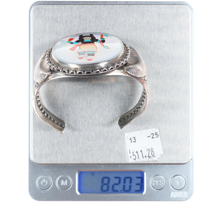 6.75" Lambert Homer Jr Zuni sterling silver fine intarsia inlay cuff bracelet