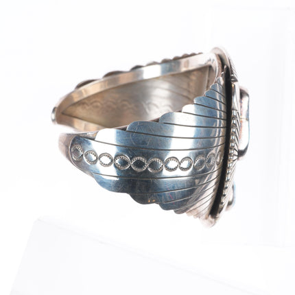 7" Vintage Navajo sterling silver 3 stone turquoise cuff bracelet