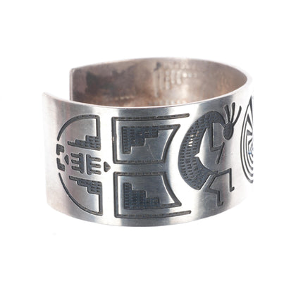 8" Vintage Navajo sterling silver Man in the Maze Kokopelli cuff bracelet
