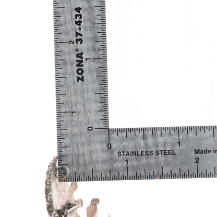 Abel Soseeah Zuni sterling silver shell/jet/turquoise inlay sunface pendant/pin