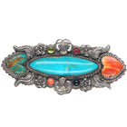 Leland Yazzie Navajo sterling silver turquoise spiny oyster hearts pin/brooch