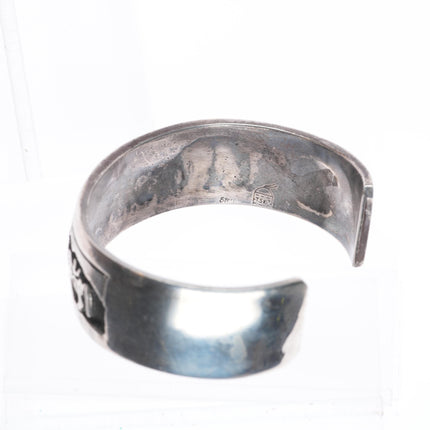 7" Tom & Sylvia Kee Navajo sterling silver storyteller cuff bracelet