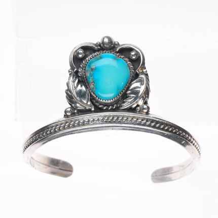 6.2" Les Baker southwestern sterling silver cuff bracelet with nice turquoise