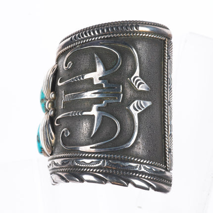 6.5" RW James Navajo Bird's Eye Kingman turquoise sterling silver cuff bracelet