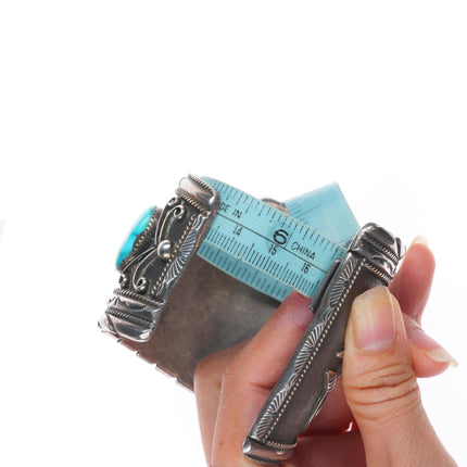 6.5" RW James Navajo Bird's Eye Kingman turquoise sterling silver cuff bracelet