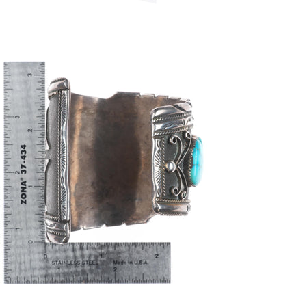 6.5" RW James Navajo Bird's Eye Kingman turquoise sterling silver cuff bracelet